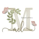 Matriz de Bordado - Nome Mel folhas e Borboletas