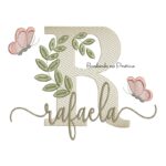 Matriz de Bordado - Nome Rafaela folhas e Borboletas