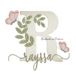 Matriz de Bordado - Nome Rayssa folhas e Borboletas