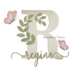 Matriz de Bordado - Nome Regina folhas e Borboletas