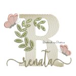 Matriz de Bordado - Nome Renata folhas e Borboletas