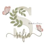 Matriz de Bordado - Nome Sofia folhas e Borboletas