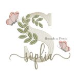 Matriz de Bordado - Nome Sophia Folhas e Borboletas