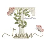 Matriz de Bordado - Nome Tainara Folhas e Borboletas