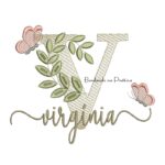 Matriz de Bordado - Nome Virgínia Folhas e Borboletas