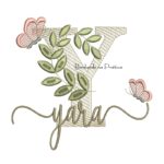 Matriz de Bordado - Nome Yara Folhas e Borboletas