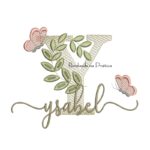 Matriz de Bordado - Nome Ysabel Folhas e Borboletas