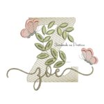 Matriz de Bordado - Nome Zoe Folhas e Borboletas