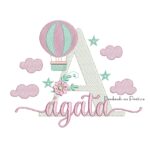 Matriz de bordado Agata para bordar com balao e nuvens