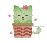 Matriz de bordado gatinho em forma de cacto para bordar