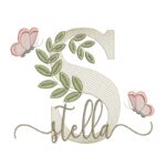 Matriz de Bordado - Nome Stella folhas e Borboletas