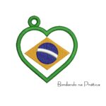 Matriz de bordado coracao brasil bandeira aplique para bordar