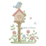 Matriz de Bordado - Jardim com Casinha de Passarinho
